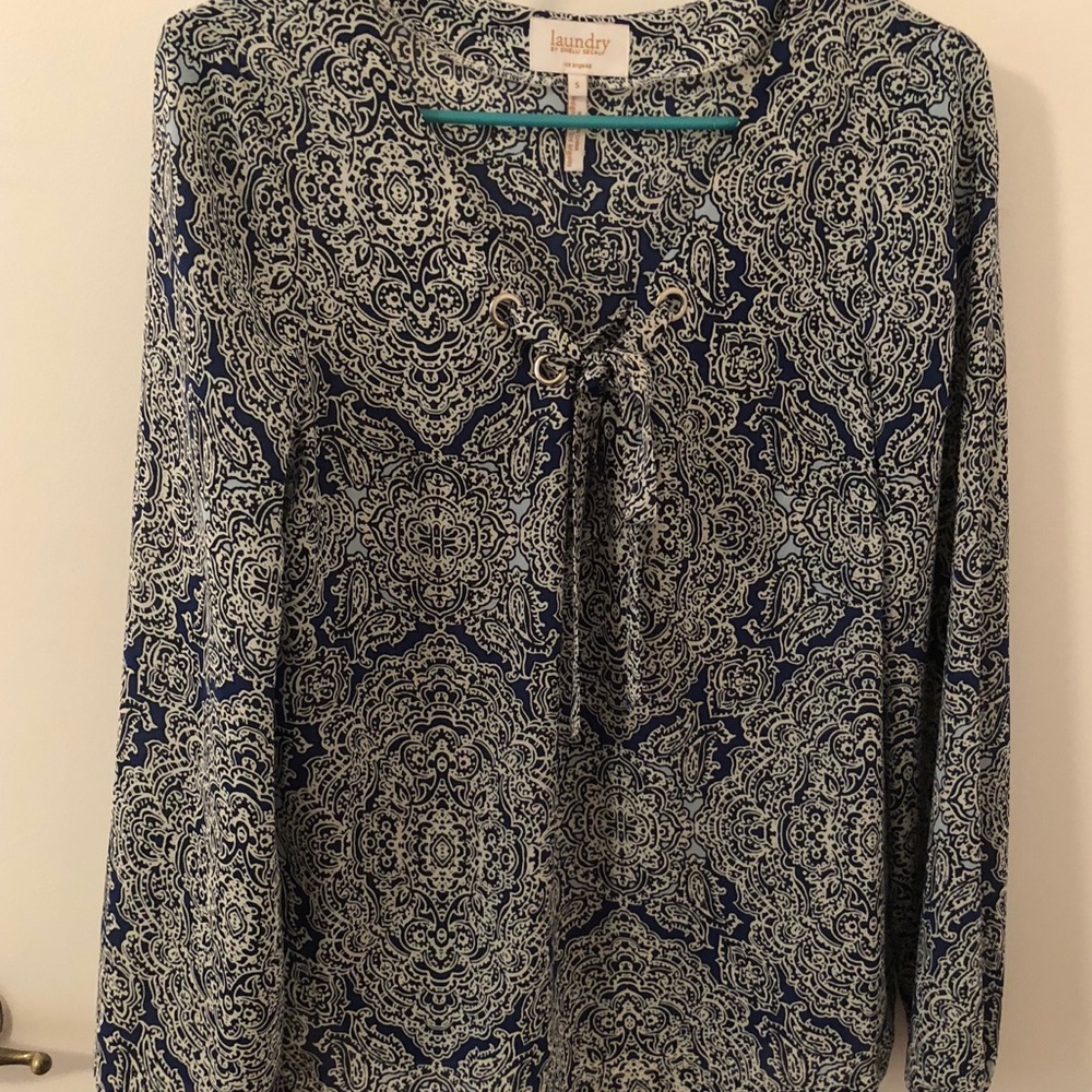 Laundry Blue and White Paisley Blouse